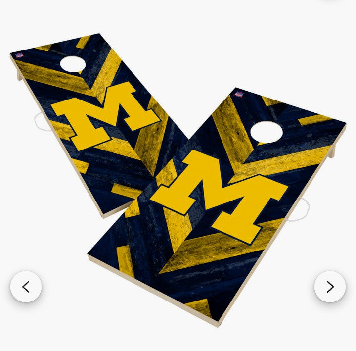 Michigan Wolverines Cornhole Boards (Portable 2x4, Team Color Bags)